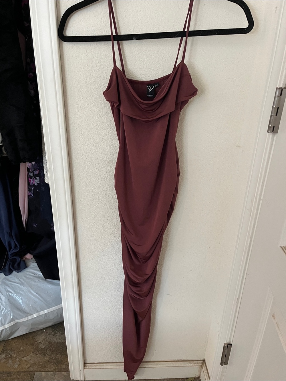 Windsor Wine Draped Cowl Slip Dress